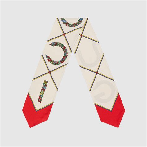 gucci scarf 2020|Gucci print silk neck bow.